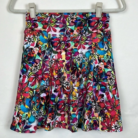 Dona Jo Pants - Dona Jo Flirty Tennis Pickleball Golf Running Skirt Skort Floral Bright Tropical
